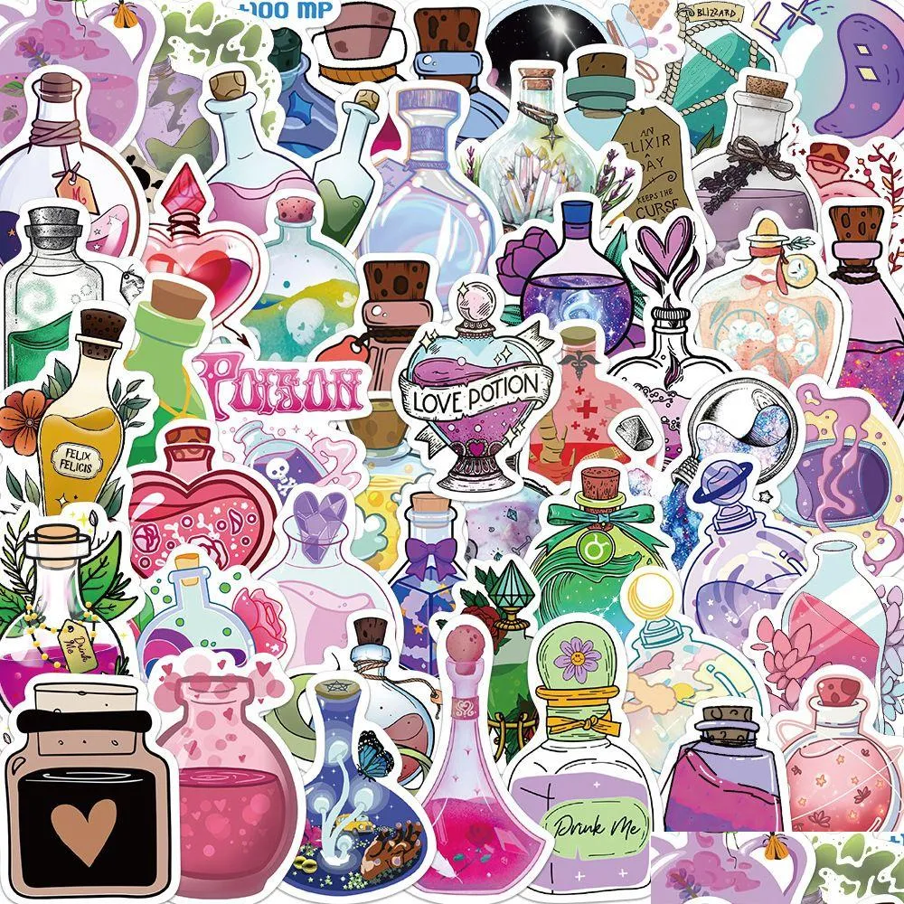 50PCS Cute Magic Bottle Pharmacist Cartoon Stickers Apothecary DIY Phone Suitcase Laptop Fridge Cool Sticker Decal