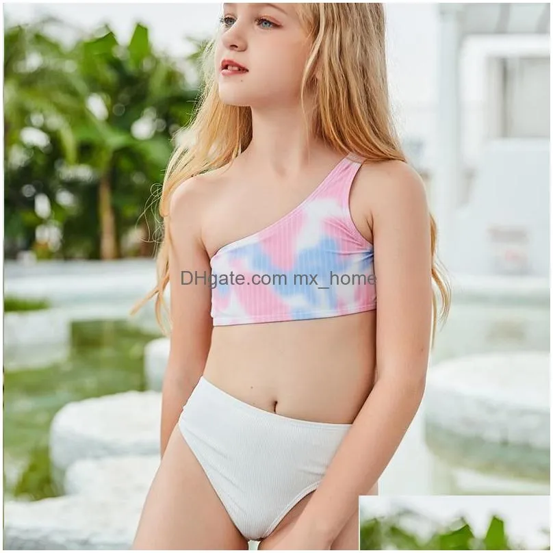 childrens summer wading sports swimming spring split swimsuit two-piece color printing leisure bikini girl one-pieces