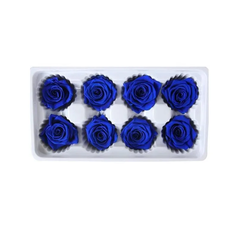  8pcs/box high quality preserved flowers flower valentines immortal rose 5cm diameter mothers day gift eternal life flower gift box