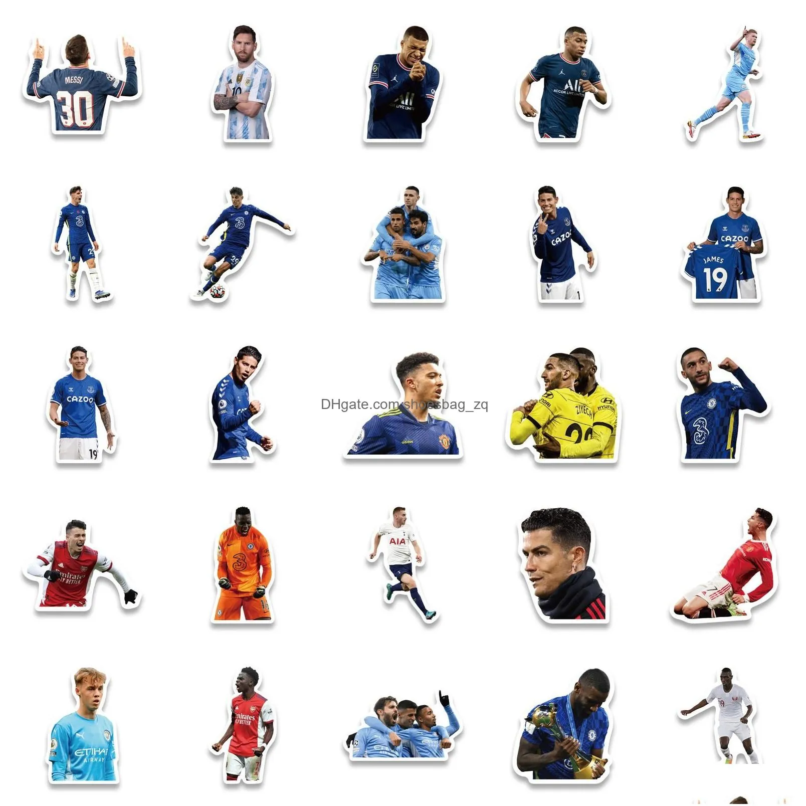 50Pcs World Soccer Star Stickers Football Star Figures Graffiti Kids Toy Skateboard Car Motorcycle Bicycle Sticker