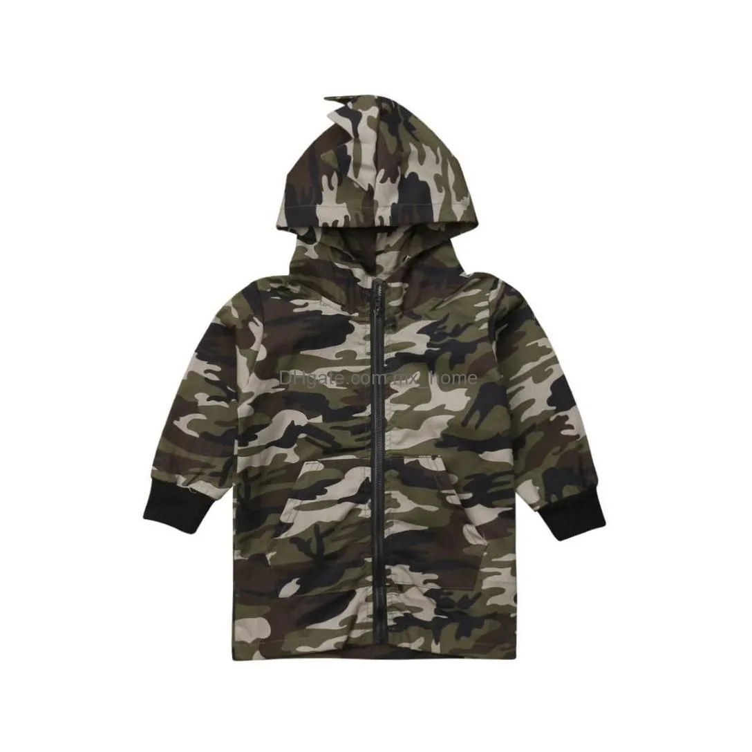 pudcoco 2019 brand dinosaur hooded kids baby boys camouflage zipper clothes hoodie tops jacket coat