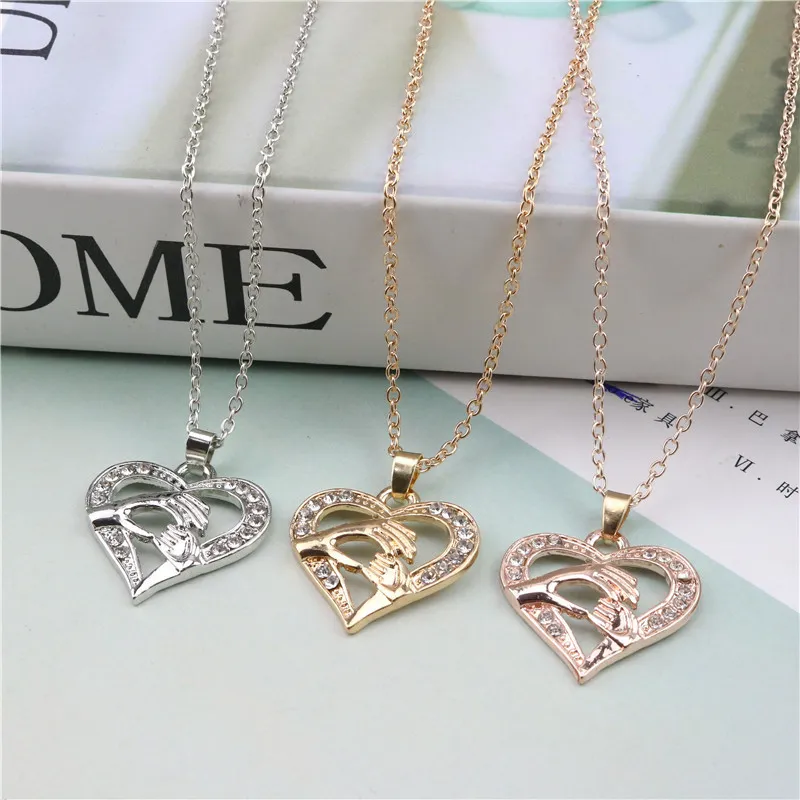 Pendant Necklaces Pendants Jewelry Diamond Peach Heart Mothers Day Gift Family Daughter Sister Crystal Necklace Drop Deliver Dhgarden Dhanc