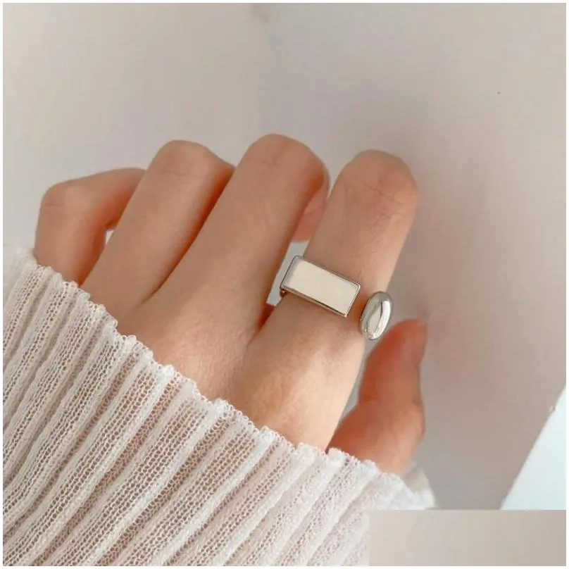 Cluster Rings Hip Hop Punk Style Personality Design Irregular Square Silver Color Finger Ring For Women Teens Charm Jewelry 2023