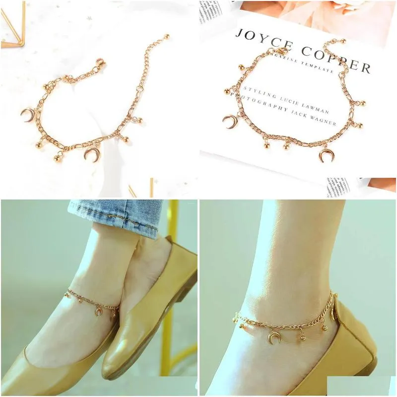 Anklets JHSL Brand Women Link Stainless Steel Trendy Simple Fashion Summer Foot Jewelry Ankle Bracelets Arrival 2023