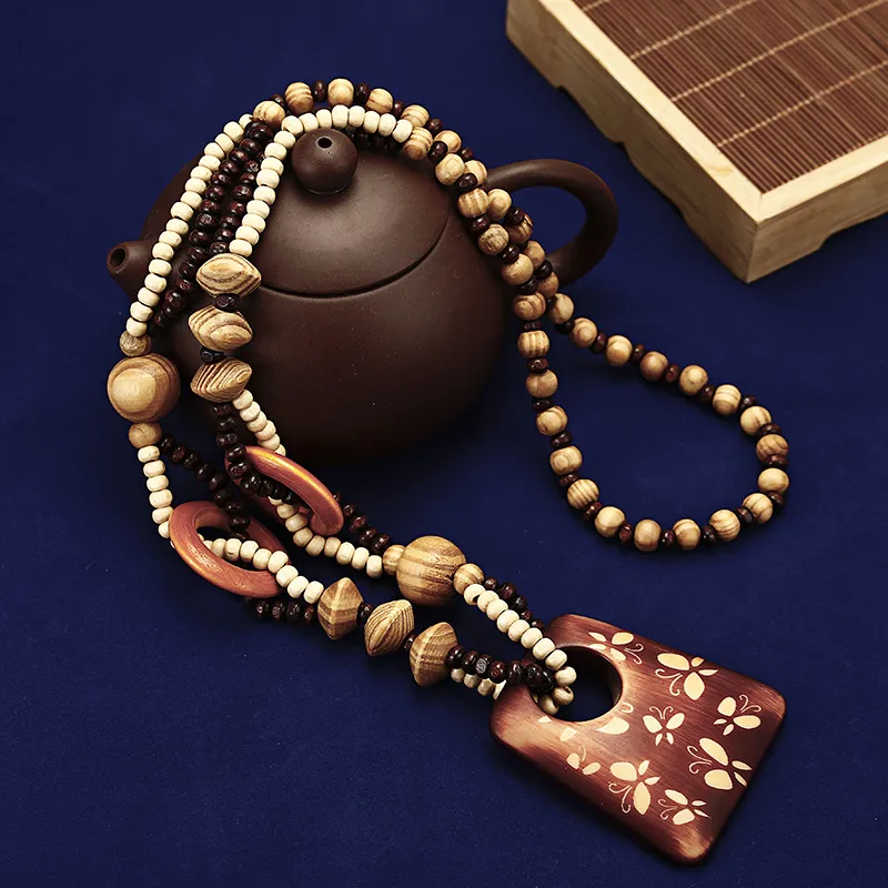 Pendant Necklaces 2023 Boho Jewelry Ethnic Style Long Hand Made Bead Wood Elephant Necklace For Women Price Decent Wholesale Dropship Otbqw