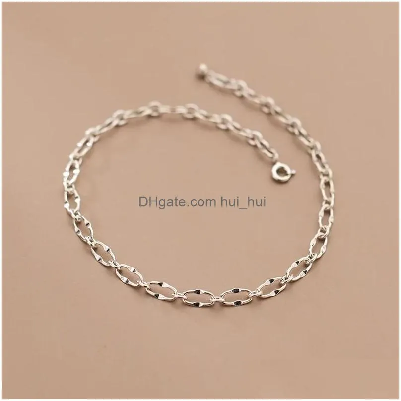 anklets link anklet for women silver anklets of chain bracelets on the leg jewelry 925 sterling foot accessories 24 cm minimalist