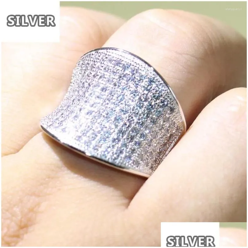 Cluster Rings Luxury 131PCS Micro Cubic Zirconia Sparkling Jewelry 925 Silver Pave CZ Eternity Promise Ring Wedding Finger Band Gift