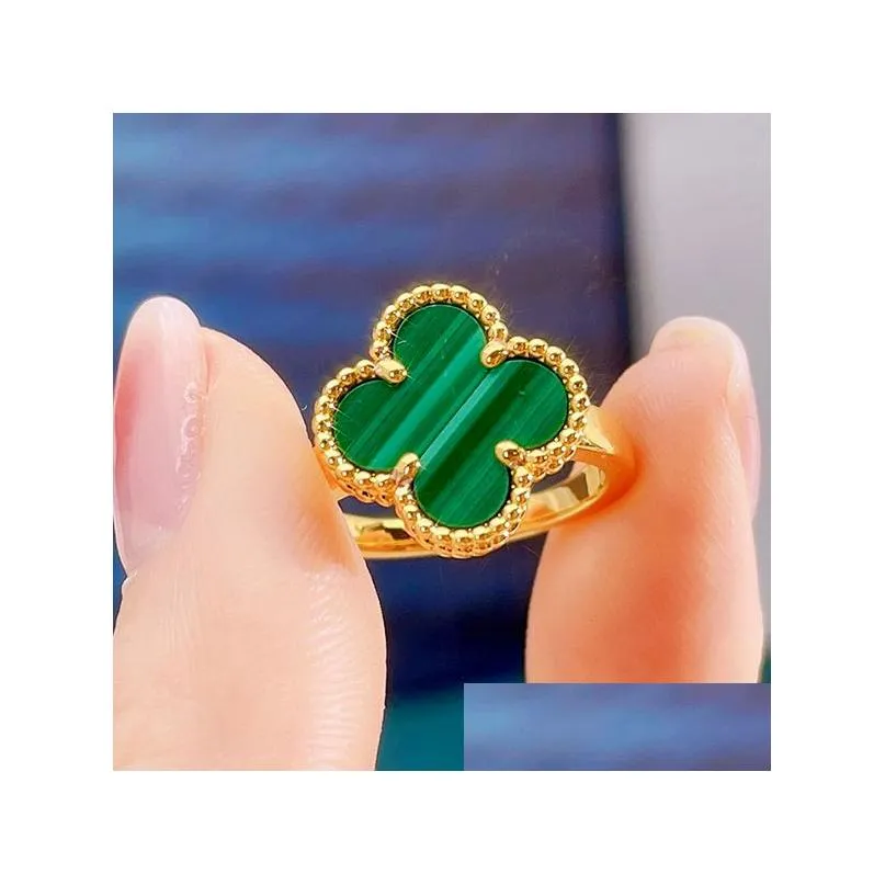 four leaf clover ring natural shell gemstone gold plated 18k for woman designer t0p highest counter advanced materials european size anniversary gift