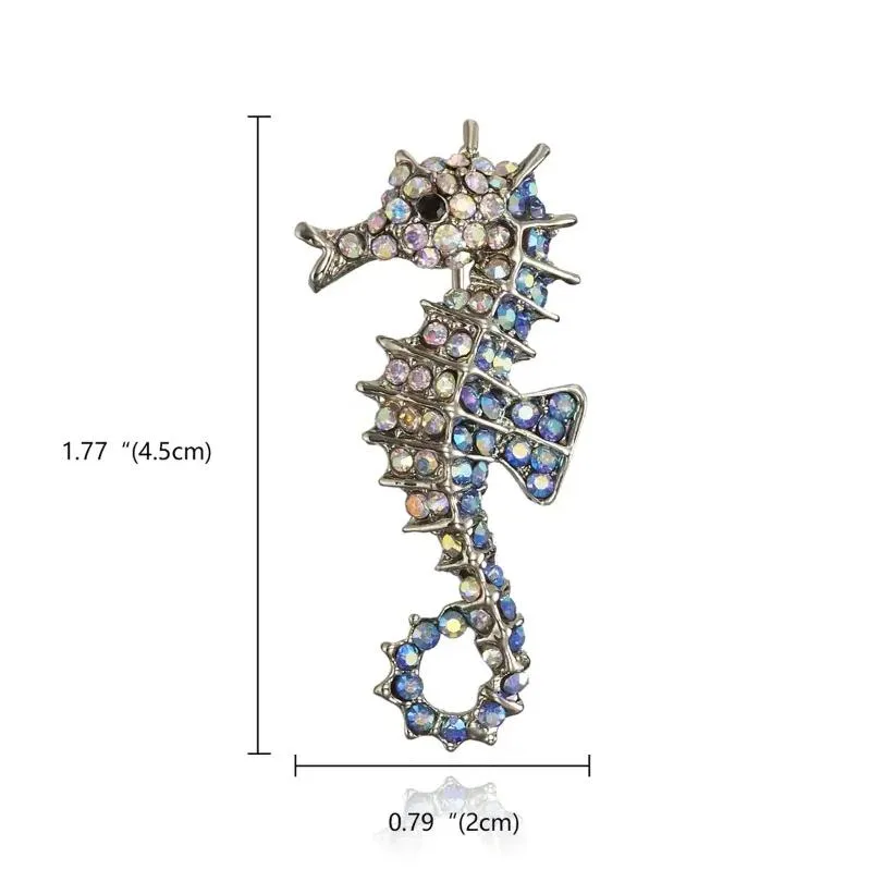 Pins, Brooches Sparkling Rhinestone Seahorse For Women 3-Color Cute Sea Animal Office Casual Lapel Pins Wedding Party Clothing Jewelr Dh7Yw