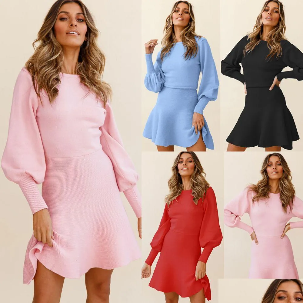 0C828M74 Women`s Oversized Clothing Long Sleeved Dress Autumn and Winter Knitting Customized Colors