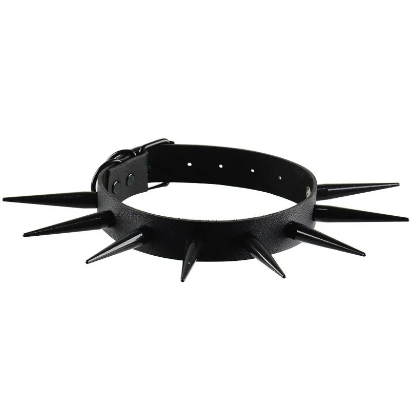 Chokers Gothic Black Spiked Punk Choker Collar Spikes Rivets Studded Chocker Necklace For Women Men Bondage Cosplay Goth Je Dhgarden Dh2Mz