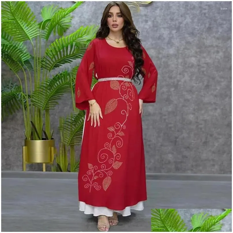 Ethnic Clothing Eid Mubarak Caftan Muslim Women Diamonds Abaya For Turkey Dubai Kaftan Islamic Moroccan Jalabiya Party Gown Evening