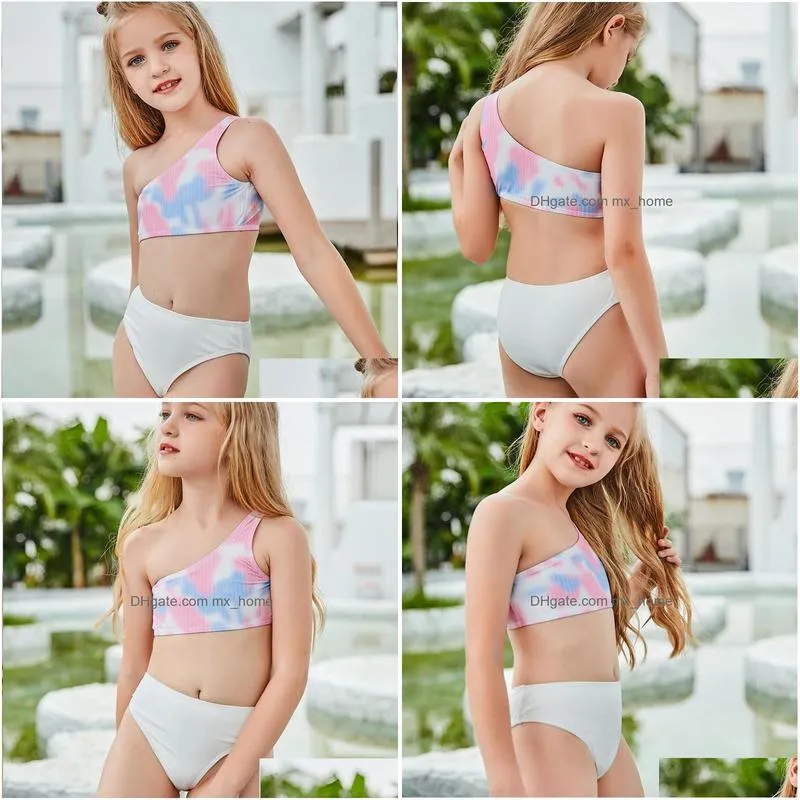 childrens summer wading sports swimming spring split swimsuit two-piece color printing leisure bikini girl one-pieces