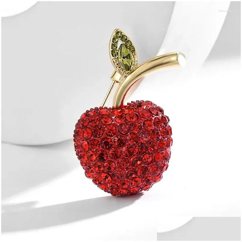 Brooches YYSUNNY Fashion Red Zircons  For Women Classic Fruit Corsage Pin Female Brooch Clothing Accessories Jewelry Gift