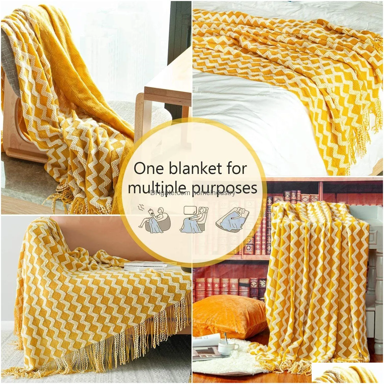 Blanket Battilo Bohemia Throw Acrylic Knitted With Tassel Bed Plaid Throws For Couch Spread On Decor 221203 Drop Delivery Dhdts