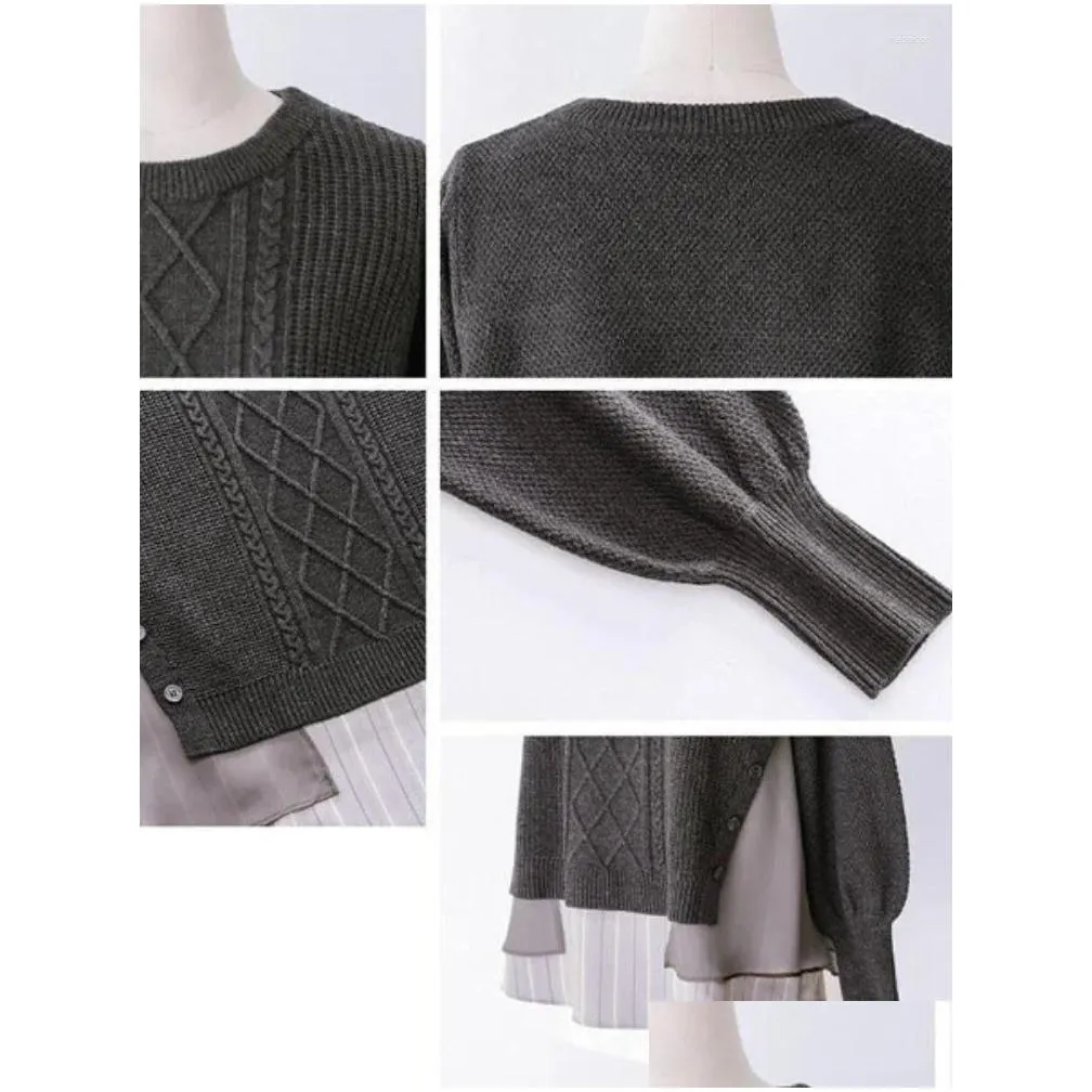 Women`s Sweaters Woman Clothing Pullovers 2023 Autumn/Winter Spliced Long Sleeve Top Streetwear Korean Fashion Knitwears