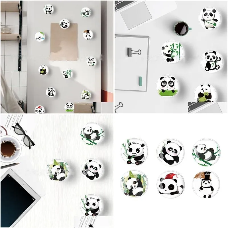 Fridge Magnets Crystal Glass Cartoon Panda Magnetic Stick Home Refrigerator Decoration Stickers Drop Delivery Garden Decor Dhca0