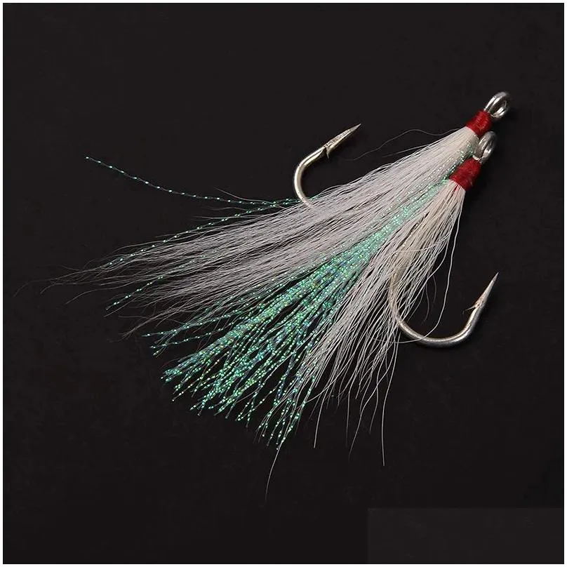 Fishhooks Stainless Steel Jigs Fishing Hooks with Bucktail Teasers lure Multi color Crystal Flash for Catfish Cod Fluke jig fish hook