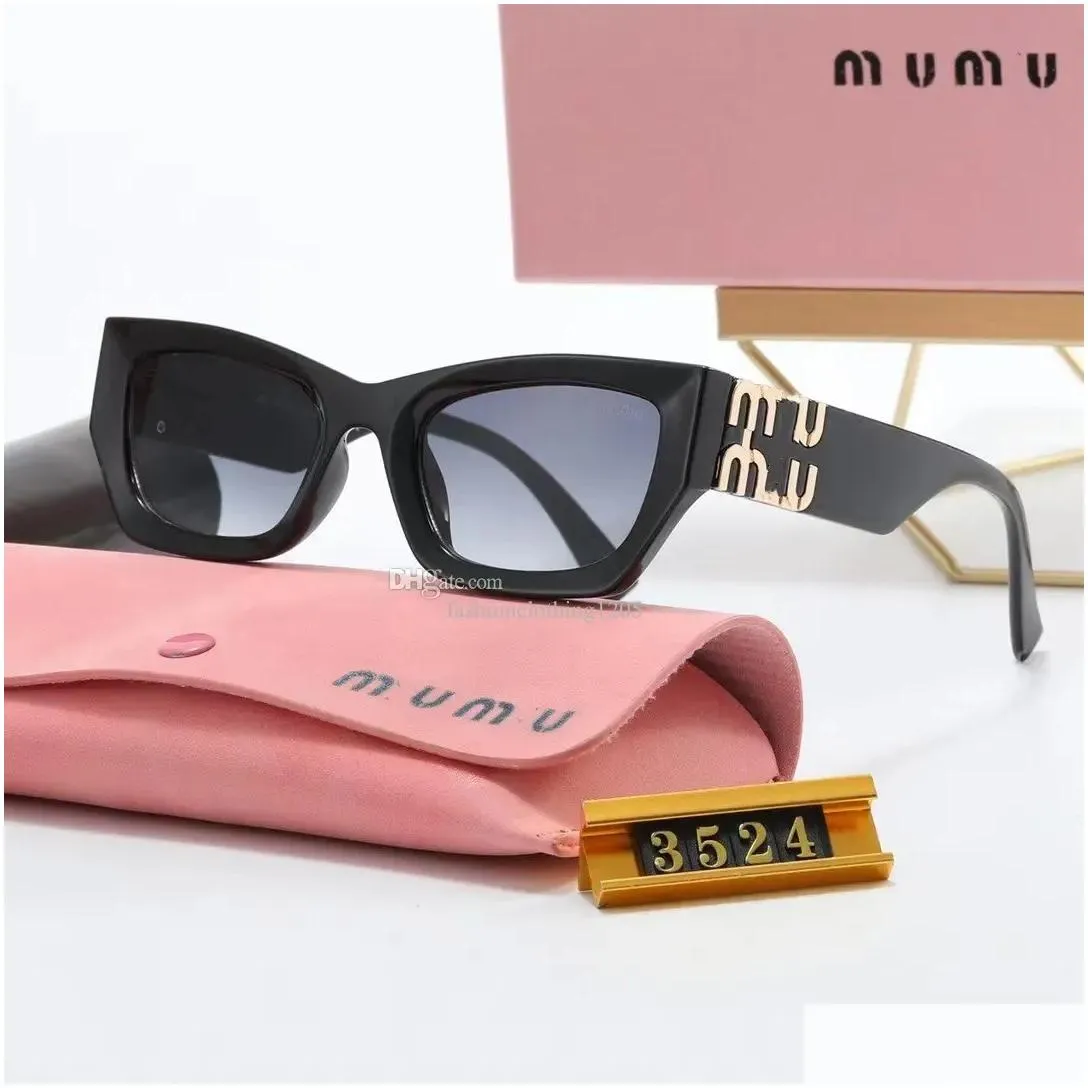 designer miui sunglasses women personality mirror leg metal large letter m design multicolor cat eye brand miui glasses with box