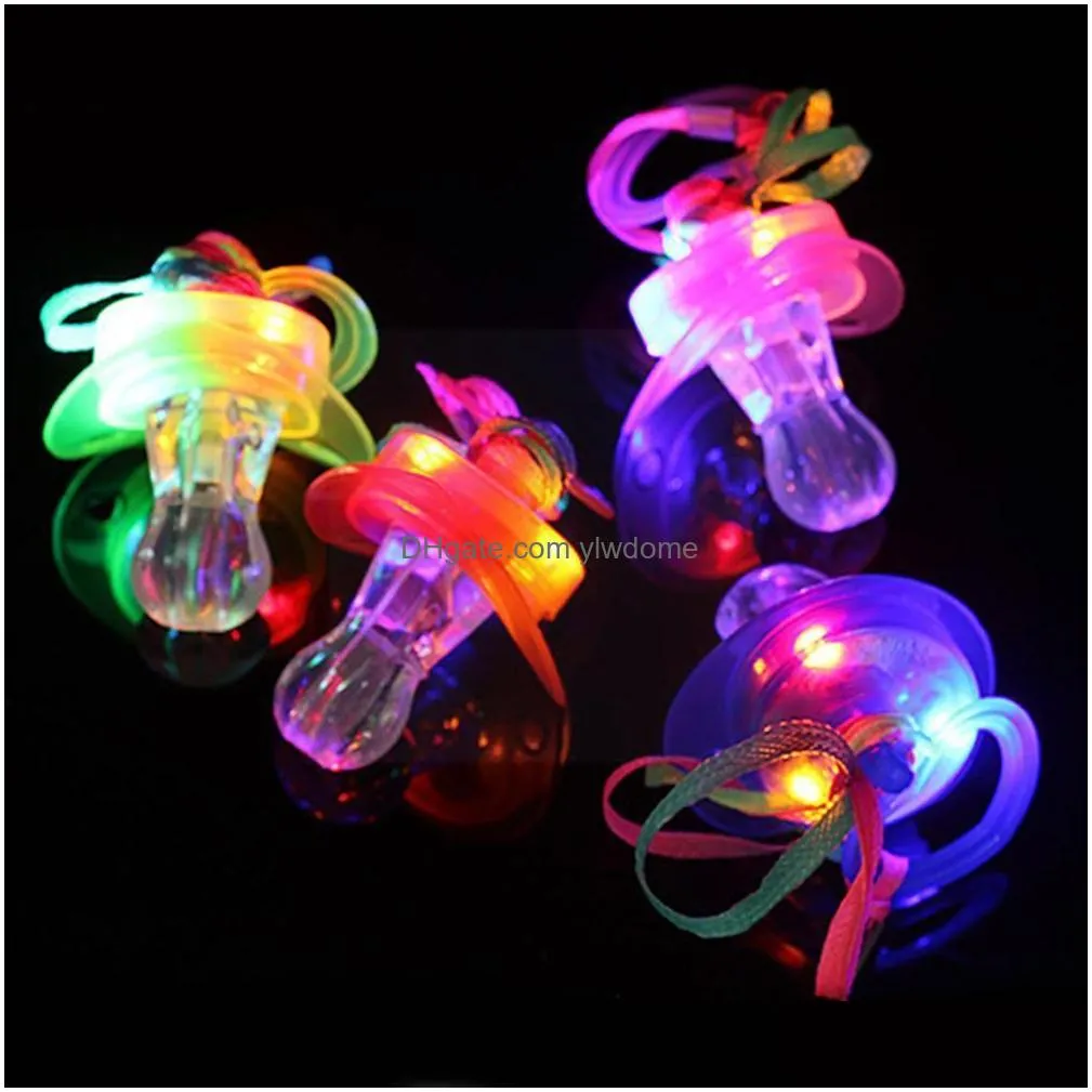 Led Rave Toy 1Pcs Colorf Night Light Pacifier Soft Up Necklace Whistle Nipple Glowing Flashin Drop Delivery Toys Gifts Lighted Dhxg7