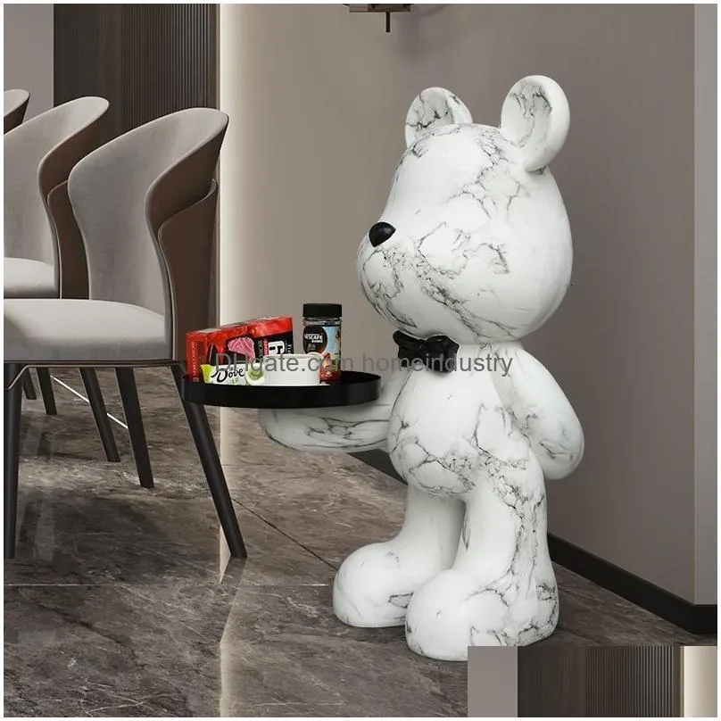 Decorative Objects & Figurines Home Decor Creative Doll Bear Floor Ornament Living Room Trend Soft Decoration Welcome Tray Animal Stat Dhwsw