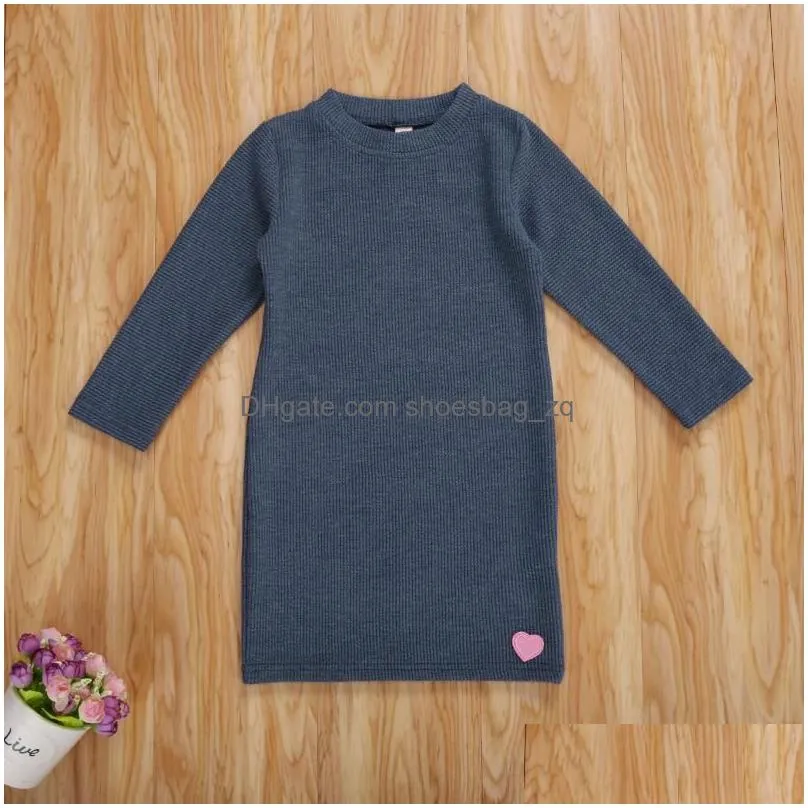 Girl`s Dresses 1-7T Toddler Kid Baby Girl Clothes Autumn Winter Knitted T Shirt Dress Elegant Long Sleeve Warm Infant Outfit Fashion