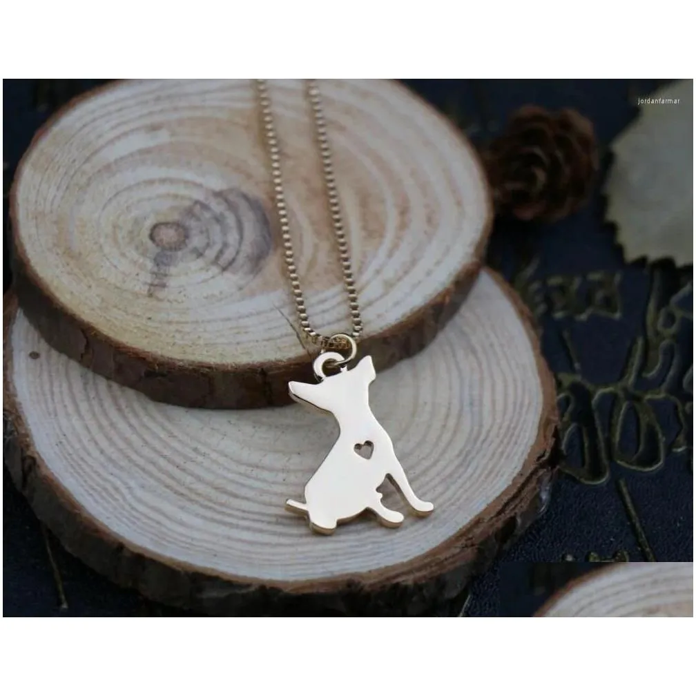 Pendant Necklaces 1PCs Fashion Cute Chihuahua Necklace Metal Cartoon Dog Jewelry Golden Colors Plated