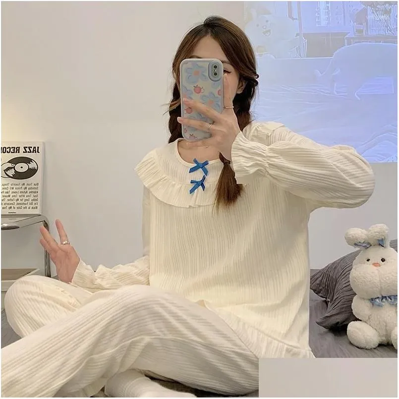 Women`s Sleepwear 2023 Spring Autumn Long Sleeve Cotton Pajama Sets For Women Korean Cute Suit Pyjama Homewear Pijama Mujer Home