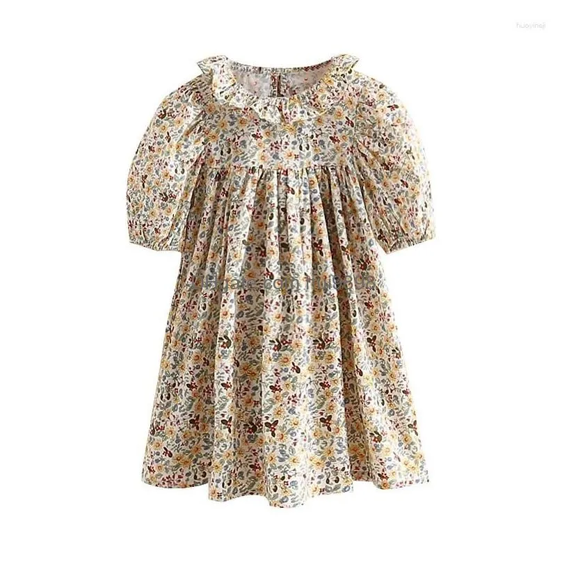 girl dresses 2024 summer girls fashion 2-12 years children clothing baby cotton loose short sleeve floral flower tops for kids