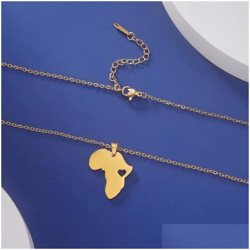 Pendant Necklaces LIKGREAT Animal Africa Map With Flag Hip-hop Style Stainless Steel Israel African Maps Jewelry For Women Men