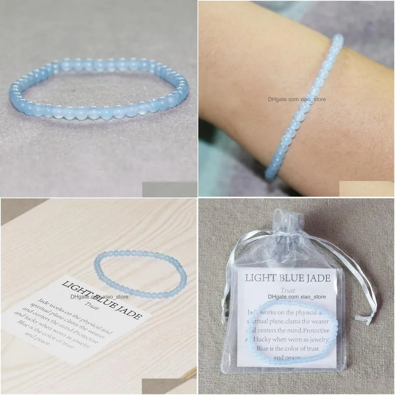 mg0041 wholesale 4 mm mini gemstone bracelet natural blue jade bracelet for women handmade yoga mala beads jewelry