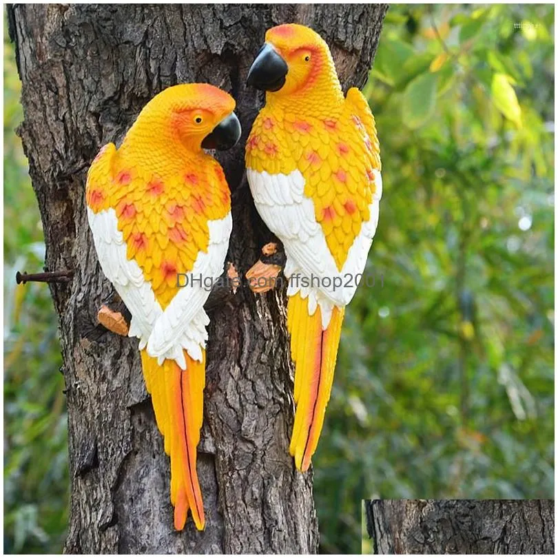 garden decorations home diy tree parrot sculpture pendant wall-mounted decoration park animal