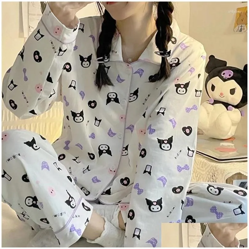 Women`s Sleepwear Women Pyjamas Cartoon Printing Winter And Autumn Clothing Sets Pajamas For Teen Girls Kawaii Pijamas