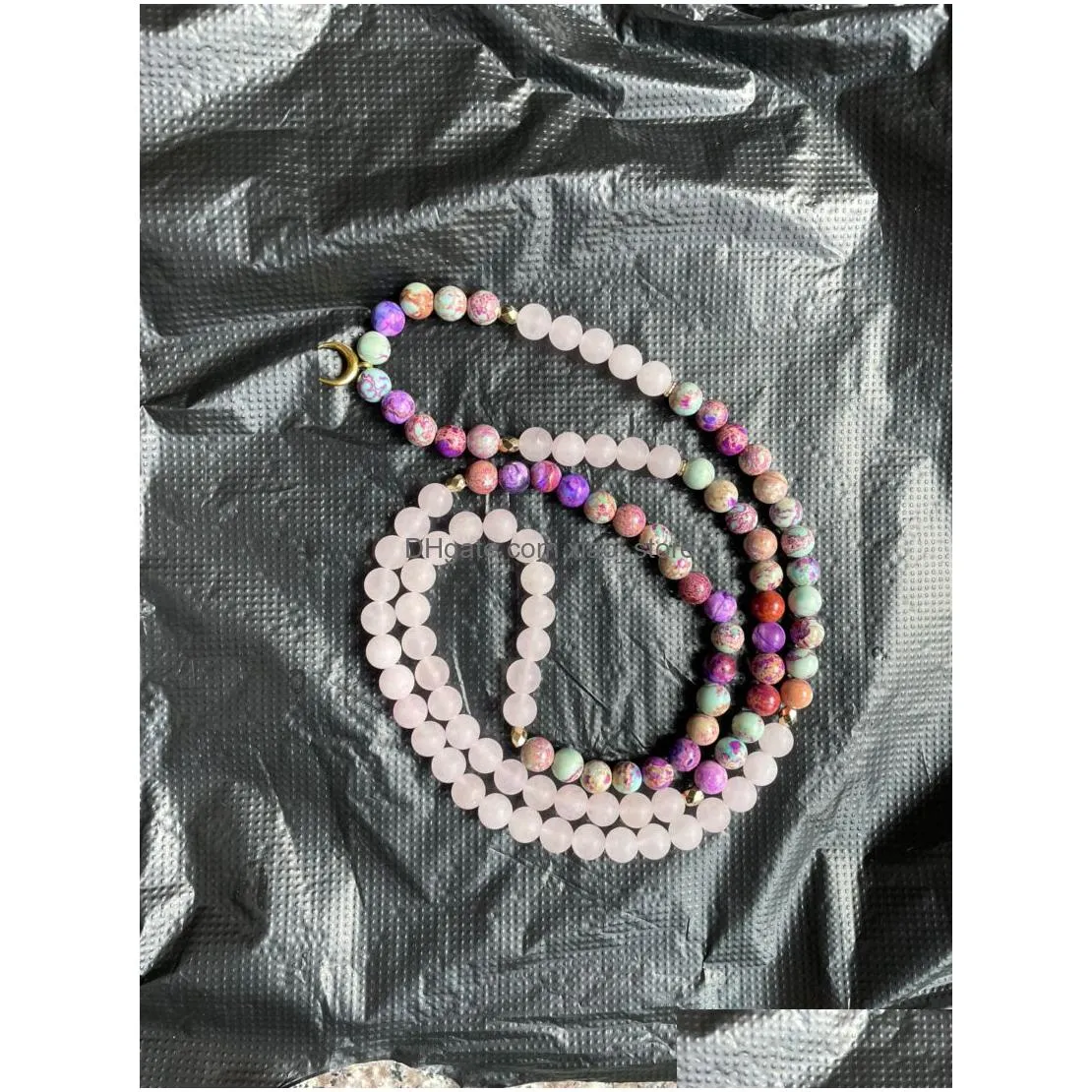  strand 60 pieces 8 mm matte rose quartz wrap 108 mala bracelet