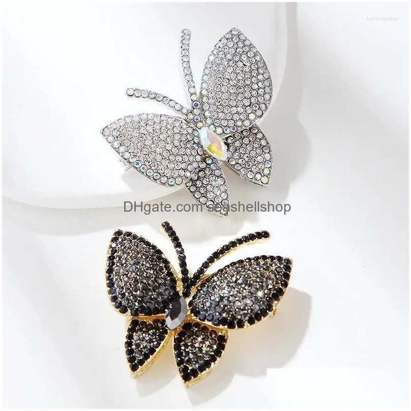 Brooches Fashion Rhinestone Butterfly Pin For Women Clothing Coat Wedding Jewelry Party Accessries Gifts