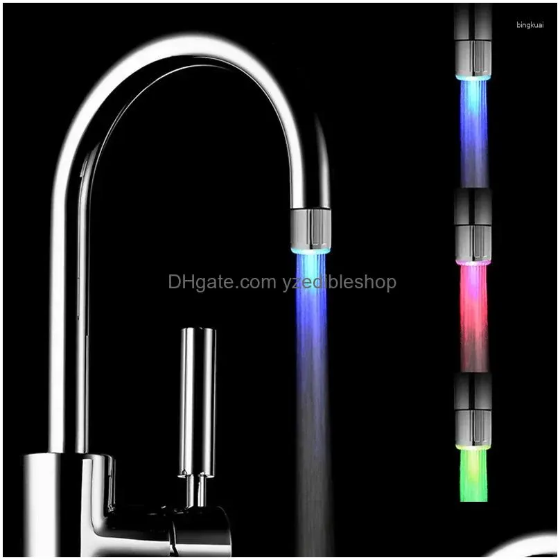 kitchen faucets led temperature sensitive bathroom shower tap faucet nozzle head change sensor light household accessory