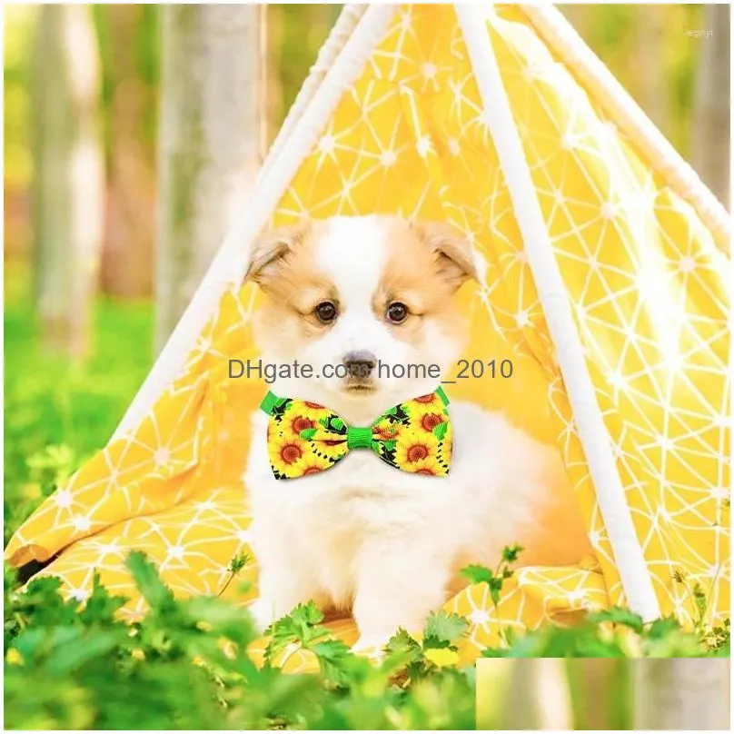 dog apparel 50/100pcs small accessories bow tie summer sunflowers dogs cat bowties collar neckties pet supplies