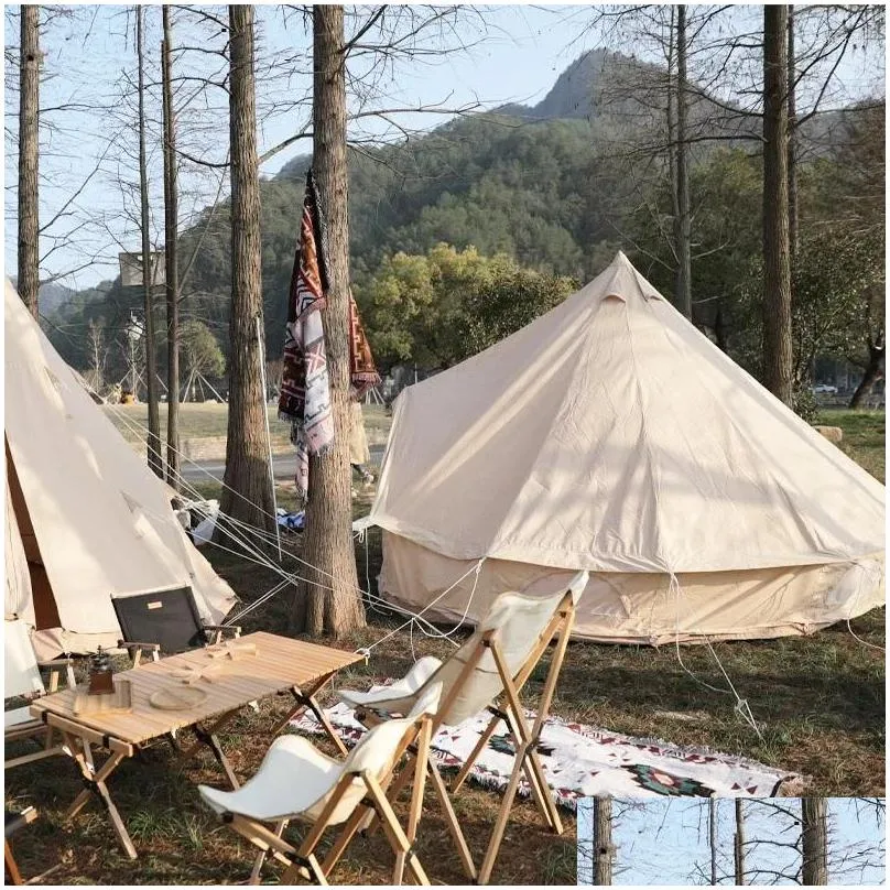 Tents And Shelters Retail Luxury Wedding Outdoor Large Family 8-12 Persons Spring Outing Tent Camping Yurt Shaped Mongolian