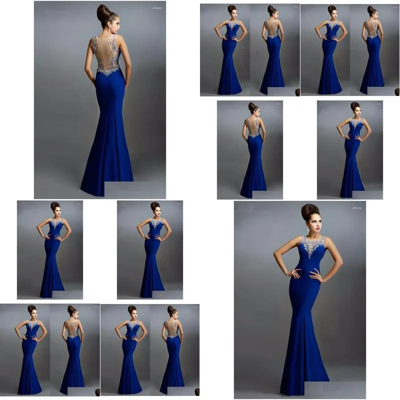 Party Dresses Sexy Backless Vestido De Festa 2023 Fashion Beaded Sleeveless Long Royal Blue Mermaid Evening Dress Prom Gown