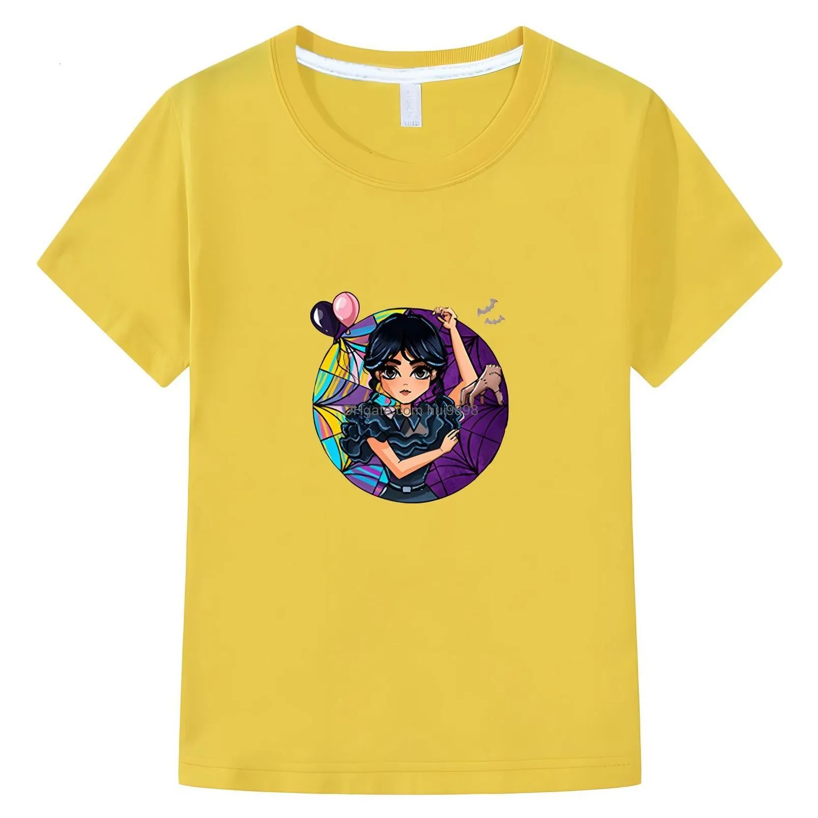 clothing sets wednesday kids anime cartoon tshirt 100cotton summer short sleeve y2k boys and girls clothes kids 230630