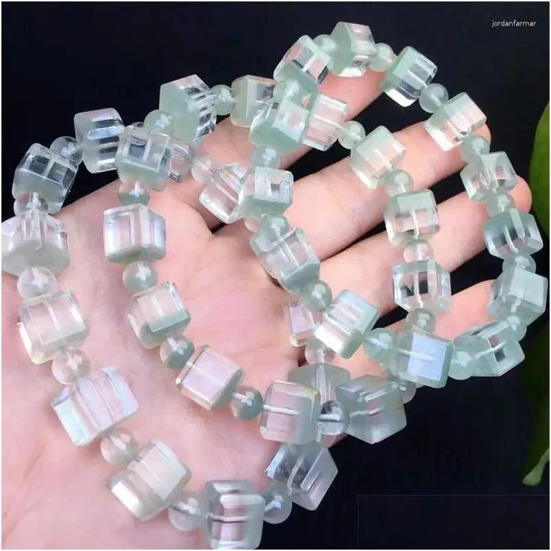 Link Bracelets Natural Clear Garden Quartz Cube Bracelet Women Beautiful Colorful Crystal Energy Healing Fashion Jewelry 1PCS