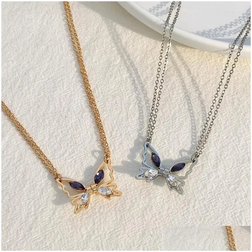 Chains Exquisite Fashion Creative Magnetic Hollow Butterfly Zircon Necklace For Couple Clavicle Chain Wedding Party Jewelry Gift