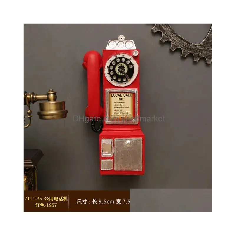 decorative objects figurines creativity vintage telephone model wall hanging ornaments retro furniture crafts gift for bar home decoration