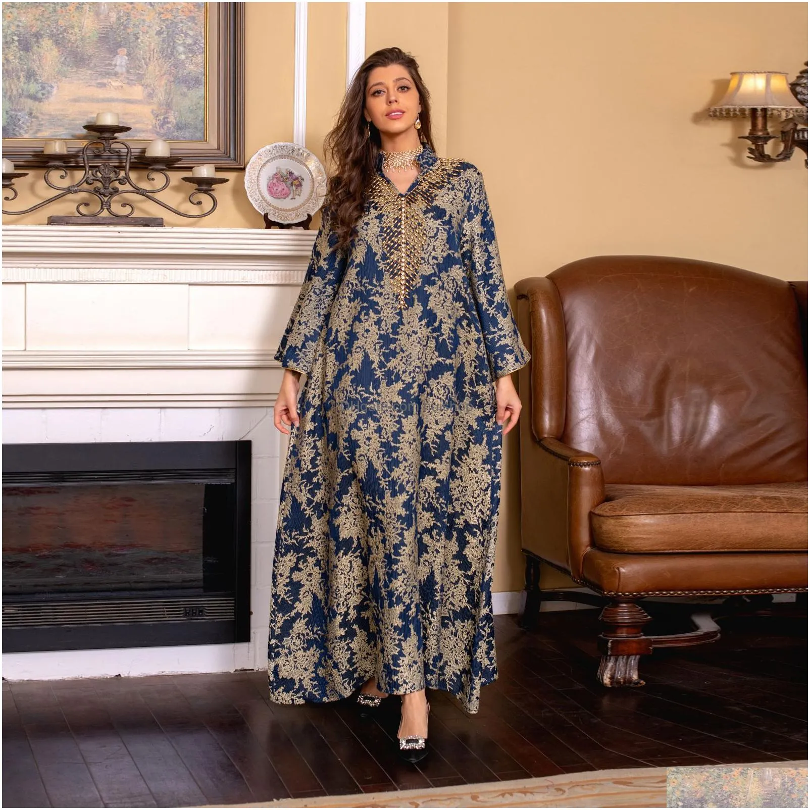 muslim evening gown jacquard embroidery dress beading fashion kaftan arabian dubai abaya vestidos musulmanes bayan modest dress for