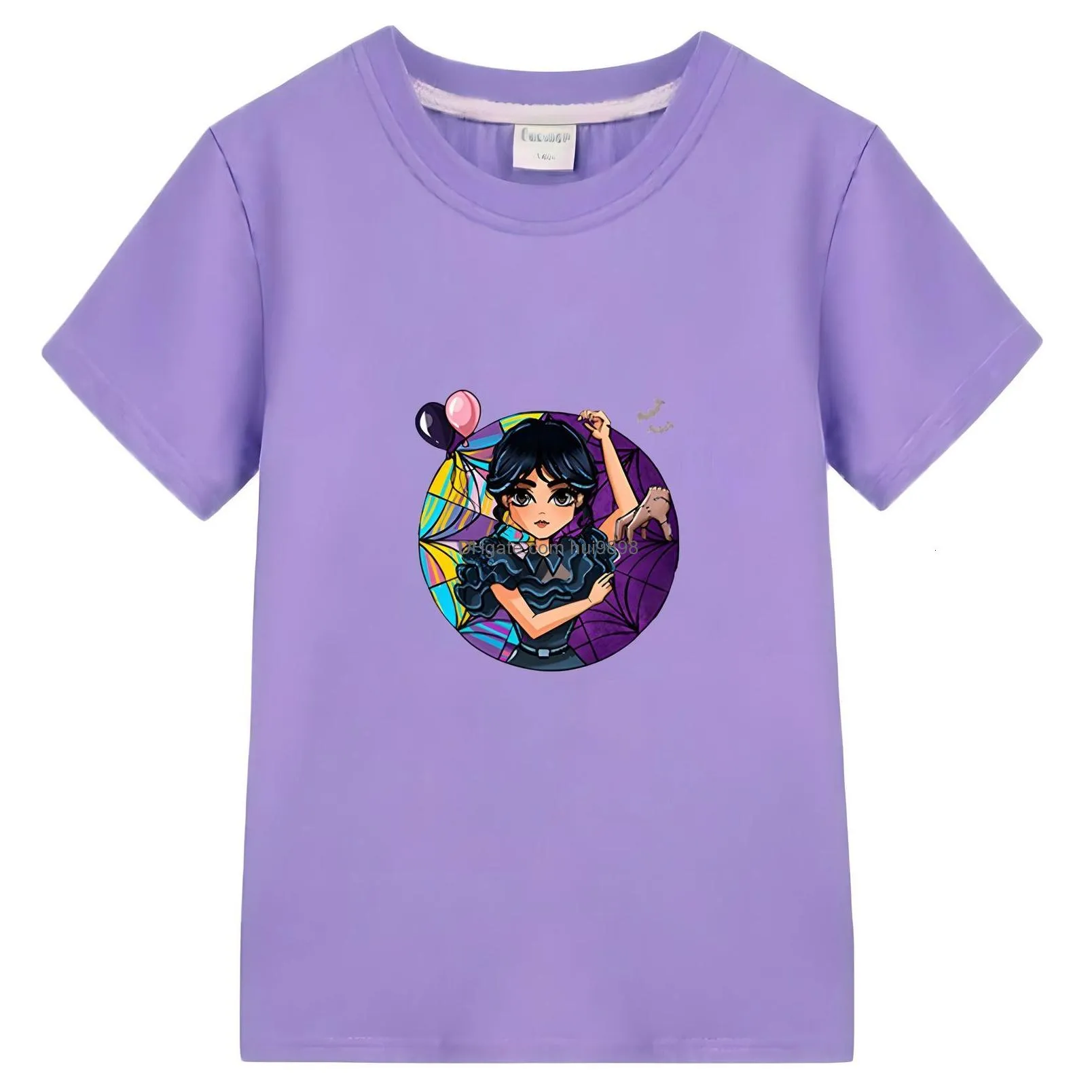 clothing sets wednesday kids anime cartoon tshirt 100cotton summer short sleeve y2k boys and girls clothes kids 230630
