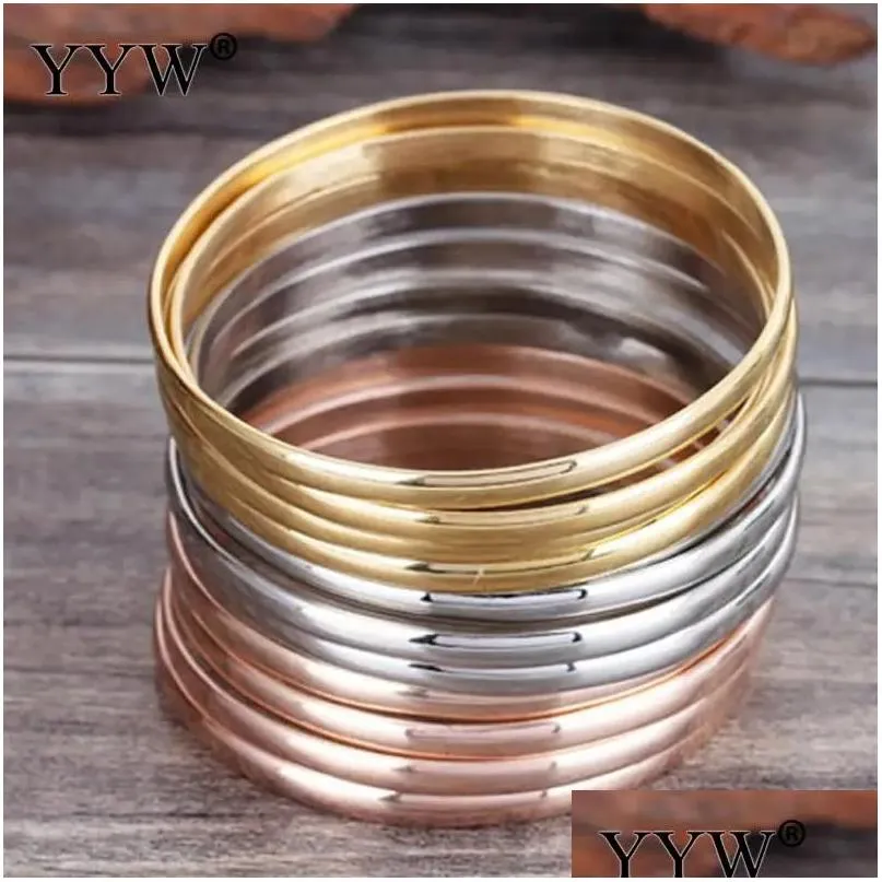 Bangle 12pcs/lot Roman Style Stainless Steel Bangle Gold Rose Gold Color Charm Bracelets for Women Wide Bangles Bracelets Women