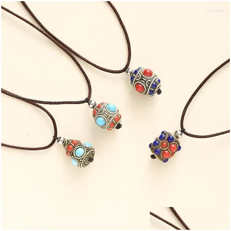Pendant Necklaces Handmade Retro Nepal Beads Charm Necklace For Women Men Spiritual Yoga Lucky Adjustable Rope