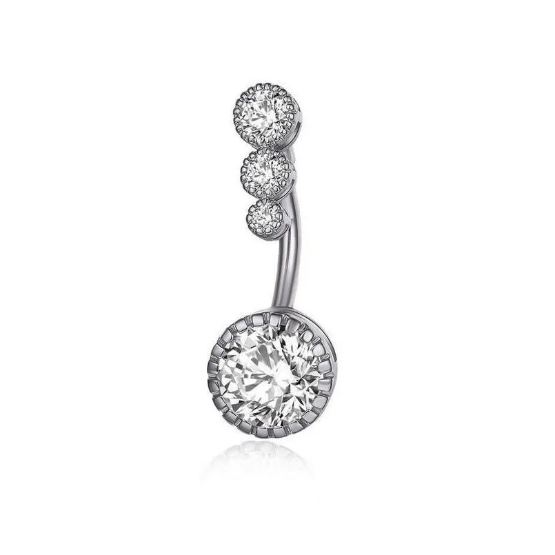 Diamond Dangle Belly Bars Belly Button Ring Belly Piercing Crystal Body Jewelry Navel Rings Flower Shape Pendant wholesale