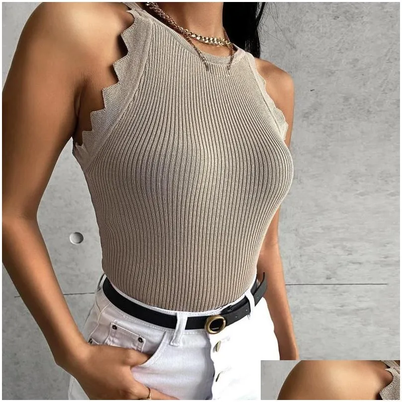 Women`s Tanks Sexy Slim Fit Knitting Tank Tops Women Vest Round Neck Sleeveless Pullover Top Camis Harajuku Summer Ladies Solid Casual