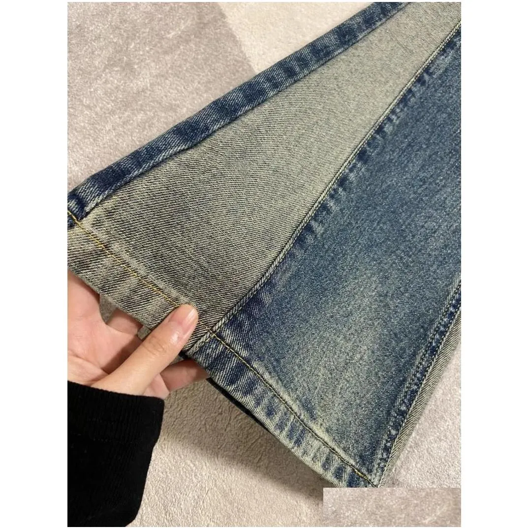 Women`s Jeans Patchwork High Waist Slim Flare Lady Spring Summer Streetwear Skinny Boot Cut